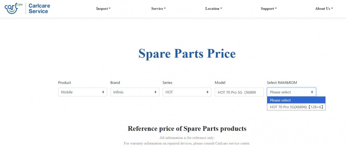 인핀릭 핫 70 프로, 5G 지원 및 1개 RAM/저장 옵션