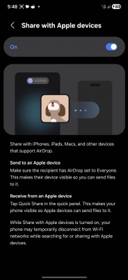 삼성, 구형 갤럭시 S 기기 AirDrop 지원 확정