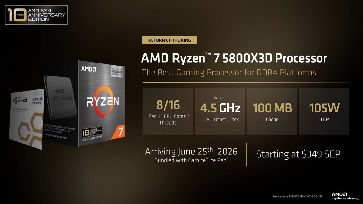 AMD, 컴퓨텍스 2026서 5800X3D·7700X3D·RX 9070 GRE 등 구형 제품 리프레시 이미지 1